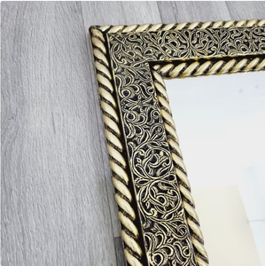 Rectangle <b>Mirror</b> with <b>Gold</b> Frame Wall Decorative <b>Mirror</b> with Boho Fringe - Product Image 2