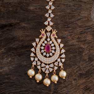 Bijou de mariage en zircon, style Tikka, motif goutte d'eau, finition dorée, référence 175783, pour femme, design intriguant, inspiration hindoue, objet de collection culturel - Product Image 3