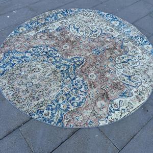 Alfombra Turca Vintage, Alfombra Oriental Azul Gris de 5.6x5.6 pies - Product Image 2