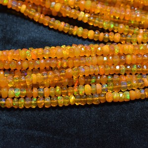 Orange Ethiopian Opal Smooth Rondelle Beads 3.5 mm 16 Inch Strand for Necklace and Bracelet Crafting Healing Gemstone - Product Image 2