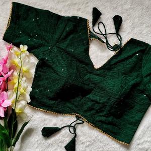 Nouvelle variété de qualité supérieure Collection Premium Heavy Georgette Sequence Work Gotapatti Lace Blouses à vendre - Product Image 1