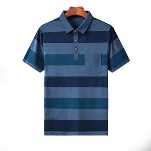 Polo d'été à manches courtes pour hommes, haut en coton, nouvelle marque de Designer, hauts décontractés à rayures - Product Image 1