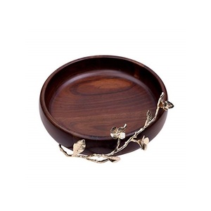 Bol de service en bois poli avec poignées en aluminium nouvel arrivage bol de service de savon à la mode pour Restaurants hôtels - Product Image 2