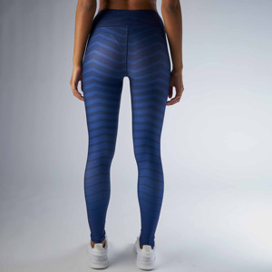 High Waist Full Length Yoga <b>Leggings</b> <b>Navy</b> Blue Striped Four-Way Stretch Seamless Sports Pants - Product Image 2
