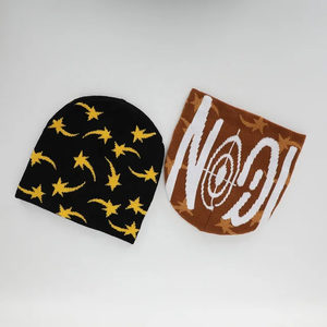 Vente en gros de chapeau tricoté chaud imprimé étoile à cinq branches en jacquard chapeau en laine personnalisé chapeau froid sans bord pour hommes chapeau de créateur pour femmes - Product Image 3
