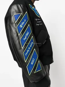 แจ็คเก็ตวาร์ซิตี้ผู้ชายคุณภาพสูงสไตล์อเมริกัน แนวสปอร์ตแคชชวล ไซส์ใหญ่ ปักลาย ขนสัตว์ คอตั้ง - Product Image 5