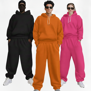 Unisex Winter Casual Custom Logo Hoodie Sweatpants <b>Set</b> Plain Blank High GSM Fleece 100% Cotton Tracksuit Breathable Low MOQ <b>Sets</b> - Product Image 5