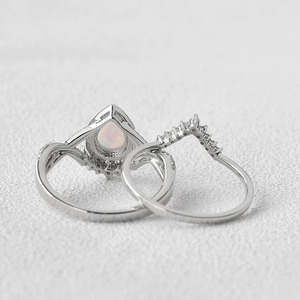 Opal Simulated 925 Sterling Silver Bridal Band Set Unique Design Wedding Engagement <b>Ring</b> Party Prong Setting Wholesale Fine - Product Image 6