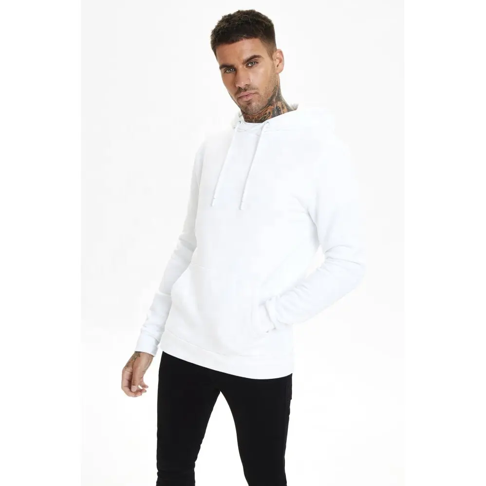 wholesale men blank light weight soft cotton French terry hoodies with drawstrings and kangaroo pocket men gym pullover hoodies