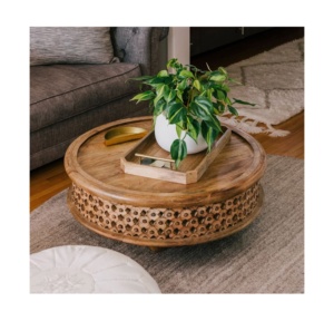 Meuble vintage, design moderne, table basse en bois massif sculptée à la main, table à thé pour salon - Product Image 4