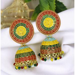 Wholesale Fashionable Gold Plated Fine Stud Earrings Indian Bridal Meenakari Kundan <b>Wedding</b> Party Jewelry Accessories Jhumka - Product Image 2