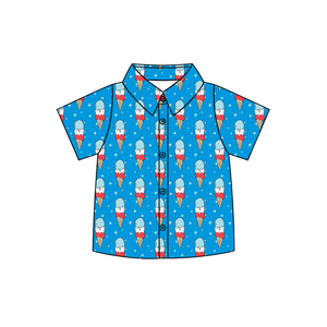 Preordine Magliette Estive per Neonati con Stampa Ghiaccioli del 4 Luglio, Maniche Corte, Bottoni, Morbide ed Elastiche, con Colletto, Stile Boutique - Product Image 2