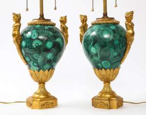 Lampe malachite avec matériau en pierre de laiton caractéristique amovible auto-adhésif écologique - Product Image 3