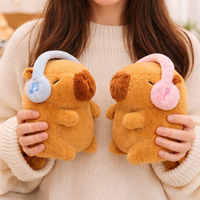 Jouets en peluche électroniques de 8 pouces de la marque My Store, 2 capybaras bleus/rose avec écouteurs, rembourrés en coton PP, unisexe, pour les 5-7 ans, 320g, manuel, 11-30cm