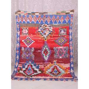 Auténtica Alfombra Marroquí Hecha a Mano, Boucherouite, Estilo Bohemio, Colorida, Vintage, Decoración Artesanal del Atlas - Product Image 1