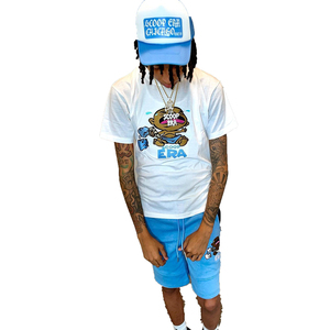 2024 nouveau été hommes respirant 100% coton à manches courtes T-shirt et Shorts deux pièces ensemble survêtement de gymnastique personnaliser - Product Image 6