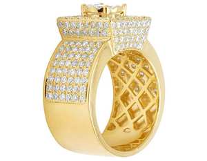 9.00 Carat Iced Out VVS Moissanite Diamant taille ronde Or jaune Bague de fiançailles Hip Hop pour homme Argent sterling 925 - Product Image 5