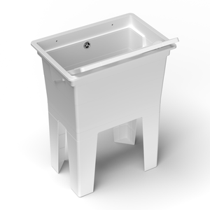 Lavabo Mongardi Bianco a Doppia Vasca Autoportante in Resina 59x41x75cm, Facile Montaggio, Resistente agli Acidi per Uso Interno/Esterno - Product Image 1