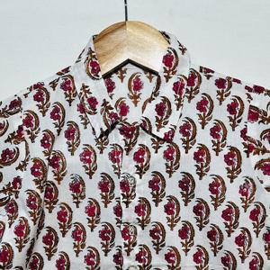 Chemise décontractée en coton à imprimé floral pour garçons, avec col |   Chemise à manches courtes boutonnée pour l'été - Product Image 3