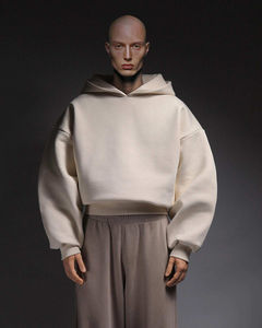 Personalizado OEM DTG estampado gráfico de gran tamaño de peso pesado sudaderas con capucha de manga hinchada Boxy Fit Hoody sin bolsillo sin cordón recortado Sudadera con capucha - Product Image 2