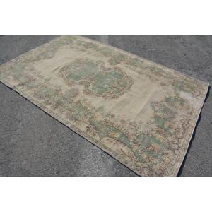 Tapis turc 5,7 x 8,8 pieds, tapis vintage, tapis en laine vert à pois - Product Image 2