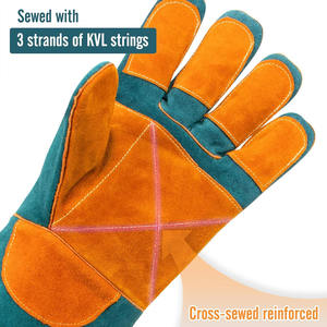 Gants de soudage en cuir de vachette renforcé Gants de protection des mains de sécurité industrielle de qualité supérieure résistants à l'abrasion - Product Image 3