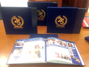 Hardcover Anniversary Book And Slipcase With Foil Stamping On Faux Leather And High Pile Velvet Sewing Bound Art Paper - Product Image 3