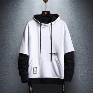 <b>Men's</b> Casual Hip Hop Winter Pullover <b>Hoodie</b> New Colorblock Patchwork Design 100% Cotton Woven Sweatshirt Set - Product Image 3