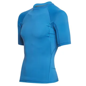 Rash Guard a mezza manica su misura miglior prezzo Plain In Stock protezione Anti UV durevole Rash Guard da nuoto