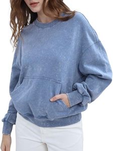 Sudadera con capucha para mujer Street Look Acid Wash Ajuste relajante con cordón ajustable Sudadera con capucha vintage de gran tamaño - Product Image 3