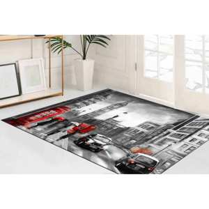 Tapis imprimé parapluie rouge - Effet 3D antidérapant pour couloir par temps de pluie, tapis doux non tissé - Product Image 1