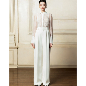 Pantalones de pierna ancha para mujer de calidad superior, pantalones de cintura alta, ropa informal de tela de alta calidad para mujer, etiquetas personalizadas - Product Image 3