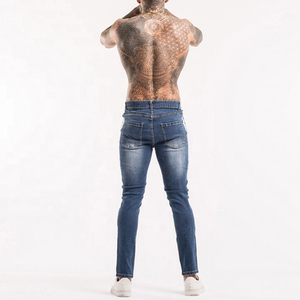 กางเกงยีนส์ขายาวสำหรับผู้ชายกางเกงยีนส์ขาตรงเอวปานกลางทรงสลิมแฟชั่นสำหรับผู้ชาย - Product Image 6