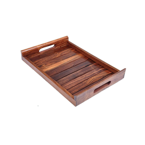Plato de servir de madera tallado a mano: gran rectángulo de nogal y acacia, decoración moderna de lujo para el hogar para cocina y comida. - Product Image 1