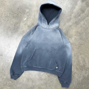 Wholesale Factory's Premium Quality Acid <b>Washed</b> Ripped Oversized Pullover Hoodie Men Custom Blank Vintage Distressed 3D Pocket - Product Image 1