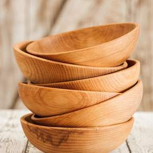 Cuencos Redondos de Madera Natural Hechos a Mano con Acabado Pulido, Patrón de Grano Visible, Utensilios de Cocina para Servir - Product Image 5