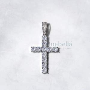 Pendentif croix avec pierre précieuse VVS Moissanite en argent sterling 925 plaqué or blanc 14 carats breloques de fête de style Hip Hop - Product Image 4