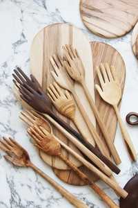 Juego de cuchara de madera tallada a mano, Utilidad de cocina y artículo de regalo de decoración del hogar | Pulido de espejo duradero, regalo de Camping - Product Image 3