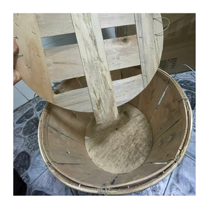 Cubo de cangrejo de madera duradero con asas, cesta de almacenamiento de mariscos hecha a mano, uso en el mercado, contenedor de madera ecológico para transporte de cangrejos - Product Image 4