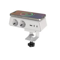 Multiprise OMNI 5-en-1 montée sur bureau avec compatibilité USB-C et Qi, chargeur sans fil pour une configuration flexible de l'espace de travail