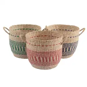 越南最优惠价格圆形套装海草篮，带洗衣服装和装饰篮的储物空间