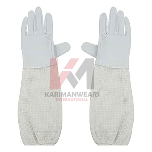Guantes Largos de Apicultura con Palma de Piel de Cabra y Mangas de Lona Transpirable, Equipo de Seguridad - Product Image 5