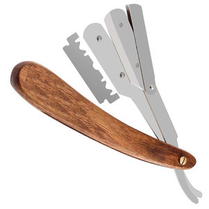 Maquinilla de afeitar recta de peluquero de acero inoxidable de alta calidad para afeitar maquinilla de afeitar con mango de madera de un solo borde - Product Image 1