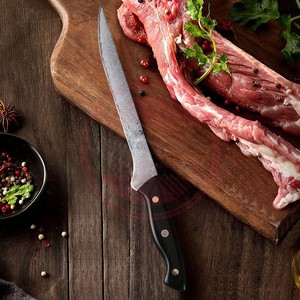 Couteau à désosser à filet de cuisine fait à la main en acier damas Full Tang \ Couteaux à filet professionnels avec logo personnalisé - Product Image 4