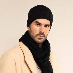 Estilo República Hombres 100% Cachemira pura Borde acanalado Beanie Sombreros - Product Image 1