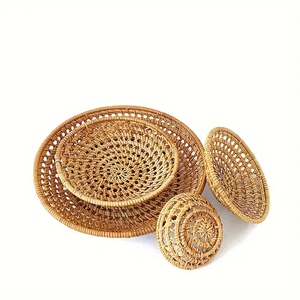 โปรโมชั่น! ตะกร้าหวายสานพร้อม2024สำหรับใส่อาหารเช้าสุดสร้างสรรค์ถาดสำหรับอบขนมปัง - Product Image 1