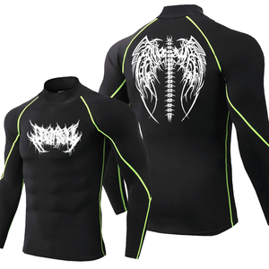 Graphic Printed Plus Size <b>Compression</b> <b>Shirt</b> for Men | Full Sleeve Athletic Rash Guard | Quick Dry Gym Workout Training - Product Image 3