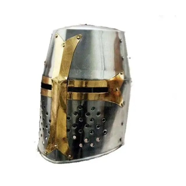 Mittelalter licher Ritter panzer Kreuzritter Templer Helm mit Messing alten Fluss stahl