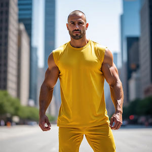 Culturismo corte hombro lavado Boxy chaleco hombres entrenamiento Fitness ácido lavado Boxy chaleco Boxy Tops hombres - Product Image 1