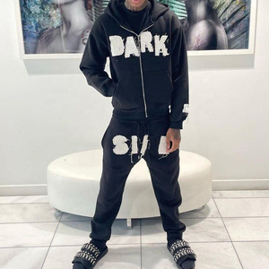 Ensemble survêtement à capuche avec logo personnalisé unisexe, ensemble de pantalons de survêtement lourds sans cordes, vêtements de sport décontractés, sweats à capuche imprimés grande taille pour hommes et femmes - Product Image 4